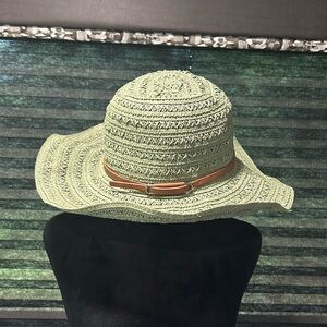 Vince Camuto Women’s Green Open Weave Cowgirl Hat w Brown Band OS‎